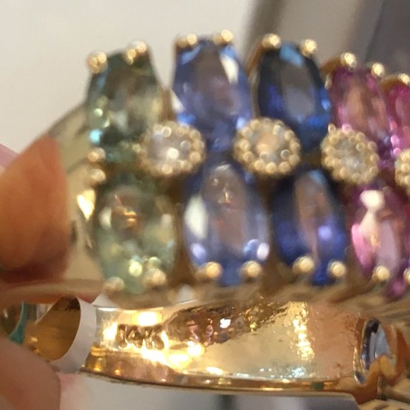 NWT $5790 Effy Watercolors Rainbow Sapphire 5.68 tcw 14K Yellow Gold Ring SZ 7 - Picture 10 of 14